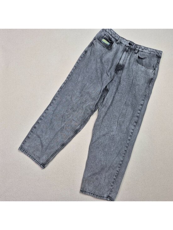 Empyre Other - Empyre Men's Gray Embroidered Gray Baggy Wide Leg Jeans Y2K VTG Sz 32/26